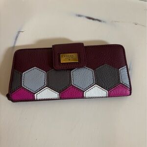 Fossil Quinn Slim Wallet Hexagonal Design